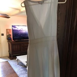 Light blue seersucker wrap dress